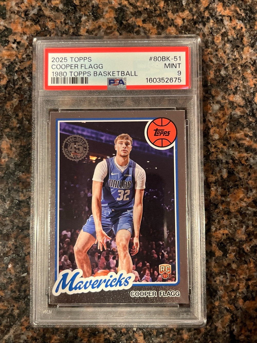 Topps 2025 Cooper Flagg Rookie Card 80BK-51 PSA 9